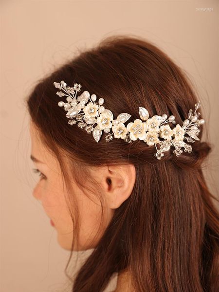 Cabeças de cabeceira de luxo Cristal de noiva Pérola Pearl Flor Headdband Fanda da moda Festa de cabelo Jóias de jóias Acessórios para mulheres para mulheres