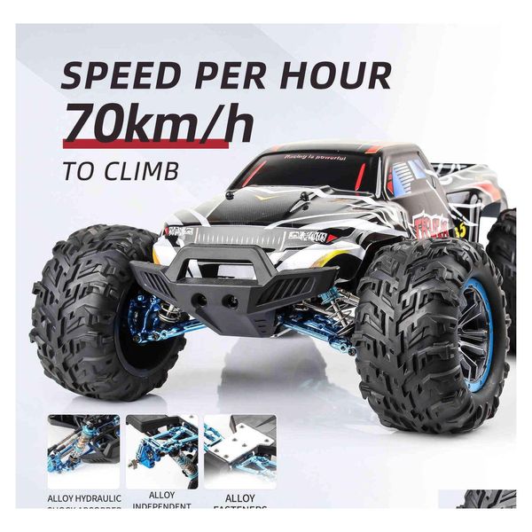 Electric/RC Car 110 Шкала 2.4G RC Высокоскоростный пульт дистанционного управления вне дороги 4WD 70 км/ч бесщеточный грузовик модель Carros Model Childrens Toys подарок 211 ​​DHWFC