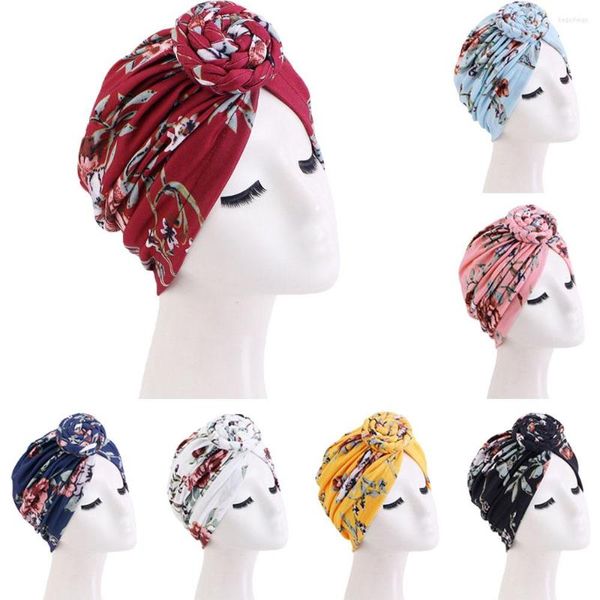 Ethnic Clothing 2022 Fashion Women African Pattern Flower Turban Muslim Headscarf Headwrap Ladies Chemo Cap Bandanas Hair Accessories