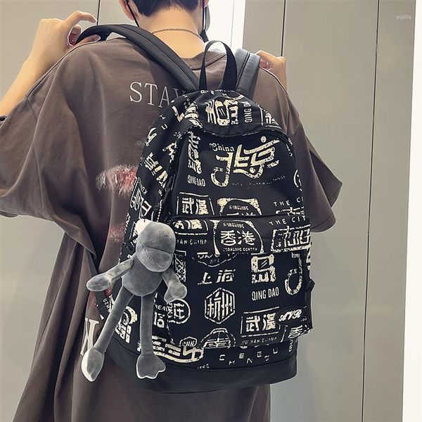 Outdoor Bags China-Chic Backpack Men Ins Chaoku Personality College Students Schoolbag Fashion Brand Large Capacity Women