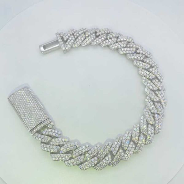 Designer Moissanite Collana con diamanti per uomo Catena cubana Gioielli di lusso Hotsale Hip Hop 15mm Vvs Bracciale S925 Chiusura ghiacciata Collegamento Regalo Moda Spedizione gratuita Kqpg