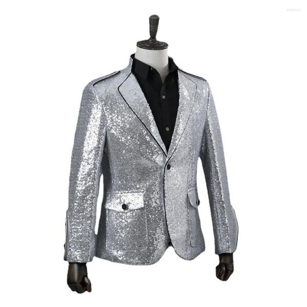 Erkekler Suits Mens Sequin Ceket Moda Pullu Blaze Erkek Giysiler Gümüş Blazers Ceket Düğün Hip Hop