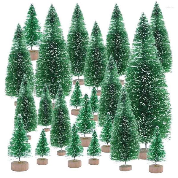 Decorazioni natalizie 6,5 cm 12 pezzi Mini albero Sisal Seta Cedro Decorazioni per la casa Babbo Natale Gelo Casa del villaggio 2022 Anno Noel Forniture Navidad