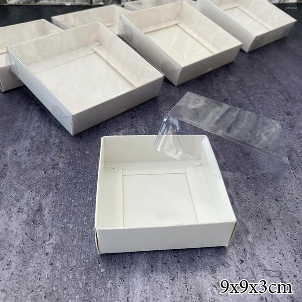 Geschenkpapier HMT Weiße Kuchenbox Kartonverpackung Fenster Transparenter Deckel Plätzchen Boite A Torten Süßigkeiten Hochzeit Kleidung Kleid Gäste
