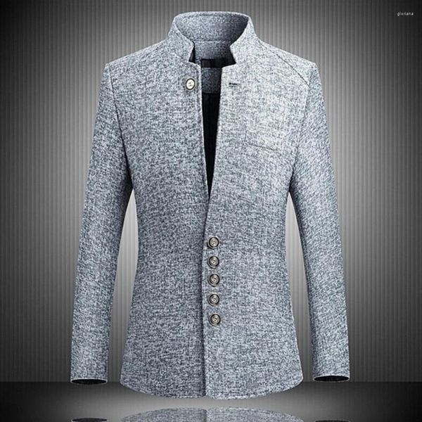 Männer Anzüge 2022 Marke Mens Vintage Blazer Mäntel Chinesischen Stil Business Kleid Blazer Casual Stehkragen Jacken Männliche Anzug jacke