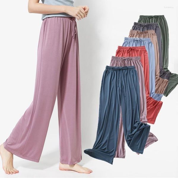 Damenhose, Frühling und Sommer, Modal-Baumwolle, elastisch, weites Bein, Damen, hohe Taille, schlank, lässig, Kordelzug, drapiert, ausgestellt, gerade