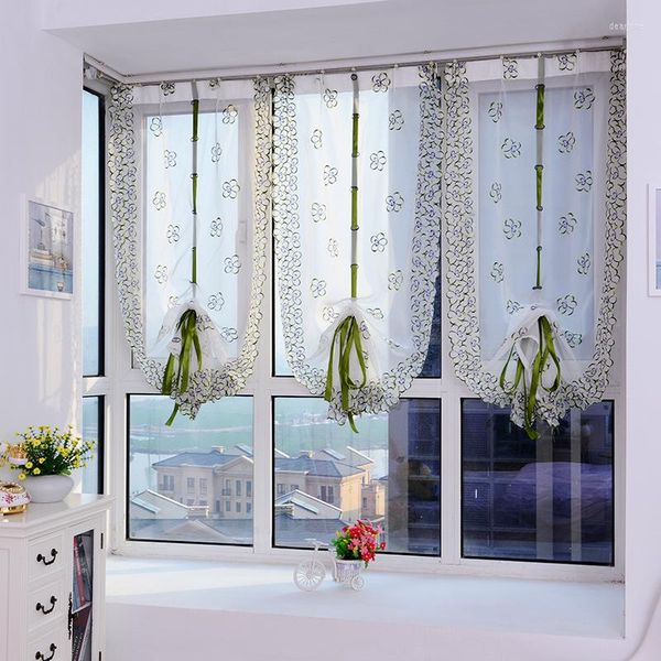 Vorhang 2022 Römische Vorhänge obere Küchentür Fenster 1PC Liftering Jalousien Wasser löslich gestickt