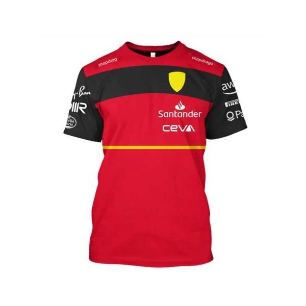 Camiseta masculina 2023 nova moda f1 fórmula um equipe de corrida vermelho esportes radicais terno harajuku rua oversi 686