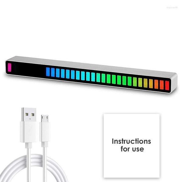 Decorações de Natal Barra de luz RGB ativada por som sem fio Barra de luz LED para reconhecimento de ritmo do quarto com 8 modos Filme PC TV