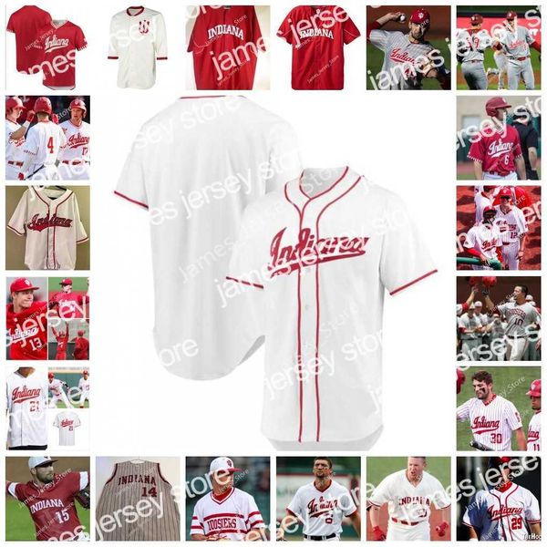O beisebol da faculdade usa 2022 NCAA Custom Indiana Hoosiers College costurou camisa de beisebol 18 Grant Holderfield 19 Evan Goforth 21 Scott Pitts 23 Jack Perkins 26
