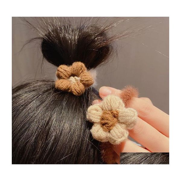 Elastici per capelli Stile autunno e inverno Colore caffè al latte Fascia per piccoli fiori Dolce alta bellezza Fata Cerchio Semplice divieto di pelle Dhqnx