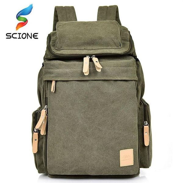 Borse da esterno Uomini di grande capacità Viaggio Salita Zaino per laptop Canvas Vintage Daypack Maschio Retro Casual Zaino Adolescenti Scuola XA239o