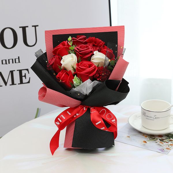 Симуляция цветов Рождество День Святого Валентина подарок, чтобы отправить мужчин и женщин -друзей моделирование гвоздики роза маленький букет