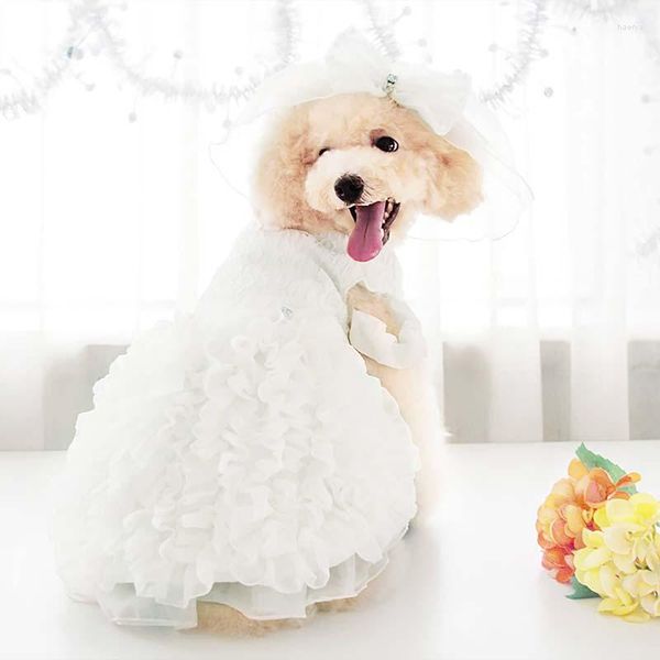 Hundebekleidung, luxuriöses Hochzeitskleid für Haustiere und Katzen, Braut, weiß, hübsche Kleidung von höchster Qualität