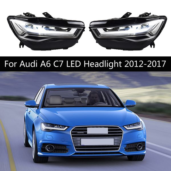 Audi A6 Araç Farlar LED Far Far C7 Gündüz Çalışan Işık Ön Lamba Aydınlatma Aksesuarları Dinamik Turn Sinyal Göstergesi