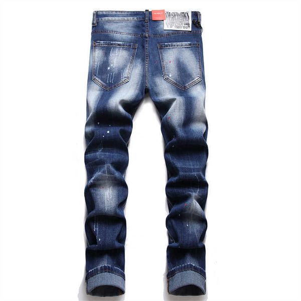 Jeans Herren Ds23 Zerrissene Hose Quadratisch Personalisiert 22fw Hosen Marke Modedesigner Denim Stil Dsq Slim Fit Elastisches Loch Stickerei Ipi1 0x3v