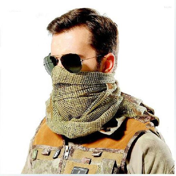 Bandanas Military Tactical Lenfflage Mesh Mesh Sniper Sniper Face Veil Shemagh Cabeça de cabeça para caça ao ar livre de camping