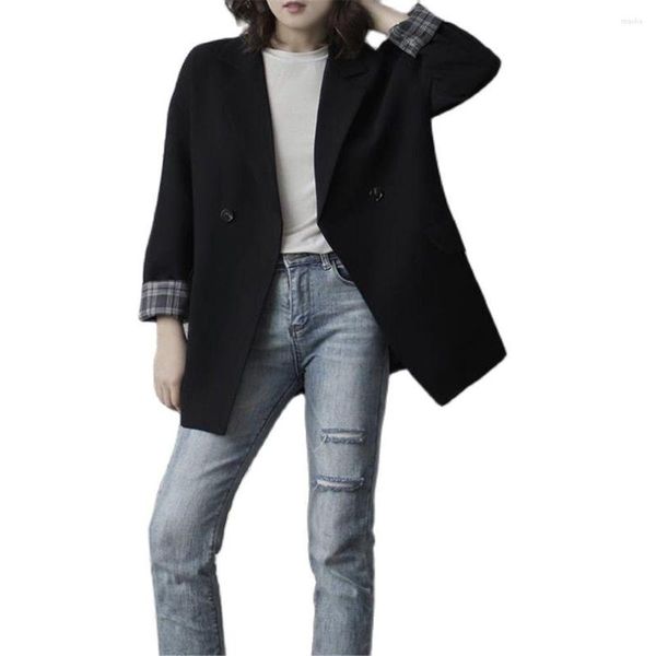 Ternos femininos sobretudo sobretudo da primavera Autumn Suit Jacket Ladies Korean Version of the British Style Work OL Casual Retro Chic Slim Outerwear Casacos