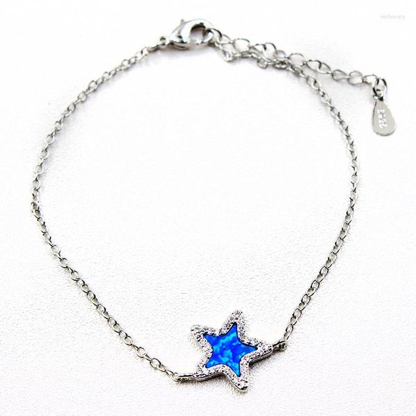 Bracelets de charme formato de estrela Crystal Blue Fire Opal Stone Hand Cadeir Women Feminino Jóias Feminina Presente