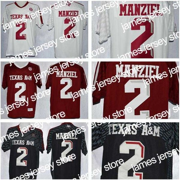 Футбольные майки New NCAA Texas AM Aggies 2 Johnny Manziel Jersey Men Kids Man Youth Red Black White Men College Football Сшитые Хорошо