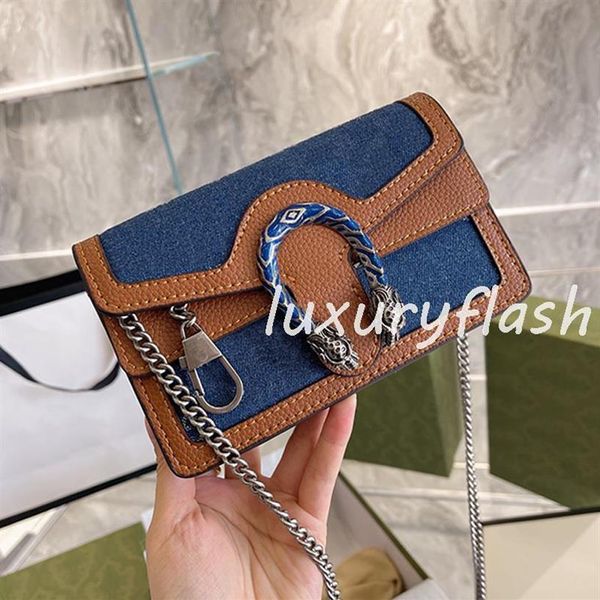 Ladies ombro bolsa de ombro 2021 Mini Purse Designer Luxury Denim Series Messenger Messenger Bags Belas Blue Chain Handbag204p