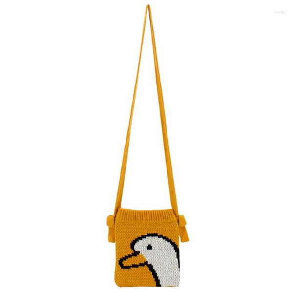 Bolsas de noite meninas garotas tricotaram kawaii fofo pequeno lateral bola crossbody saco feminina casual elegante mobile square sling ombro de esteira laranja