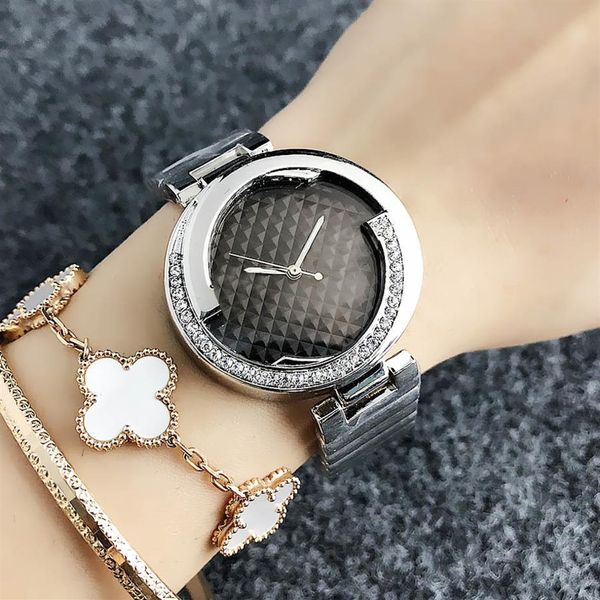 Бренд Quartz Watch for Women Girl Crystal Style Metal Steel Band Watches G31279O