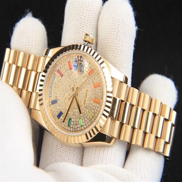 Ultima versione 36mm Luxury Pave Full Diamond Asia 2813 automatico con vetro zaffiro Orologi da uomo moda orologio da polso Sh233J