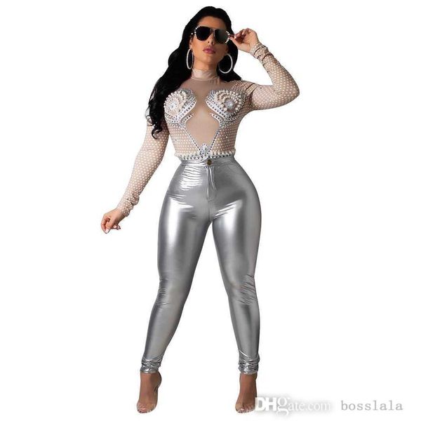 Calças de couro PU feminino Novo designer alto elástico de pelúcia espessada perneiras mais tamanho Bodycon capris 11 cores