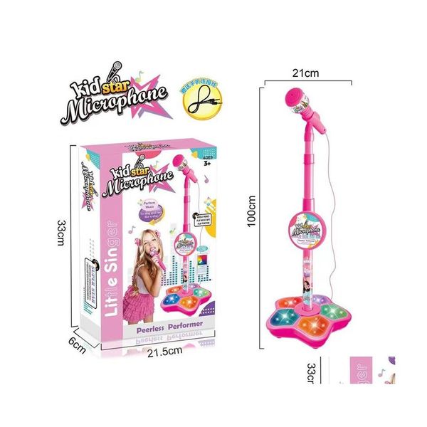 Learning Toys Children Karaoke Song Hine Microphone Stand Lights Toy Braintraining For Educational Birthday Gift 220706 Drop Deliver Dhpe8