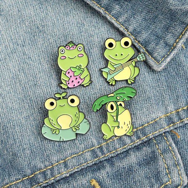 Broschen Netter Frosch Emaille Pin Cartoon Grün Tier Für Frauen Rucksäcke Kleidung Revers Lustige Abzeichen Schmuck Geschenk 2022 Großhandel