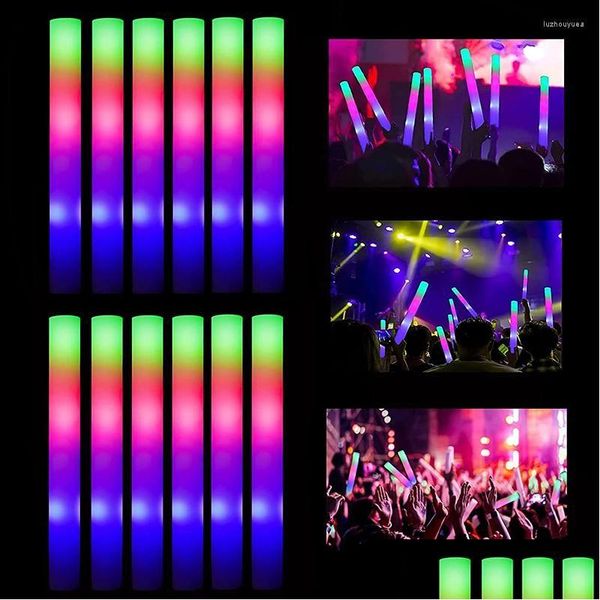 Decoração de festa 12/15/30/60pcs Cheer Tube Stick Sticks Dark Light para BK Colorf Wedding Foam RGB Drop Drop Drop Garden Home Garden Dhx3f