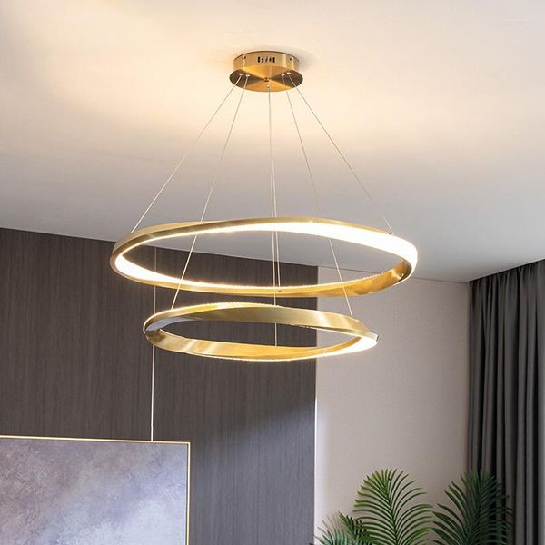 Candeliers estilo italiano Sala de estar de luxo lâmpada pendente moderno designer simples restaurante quarto villa modelo circular mínima