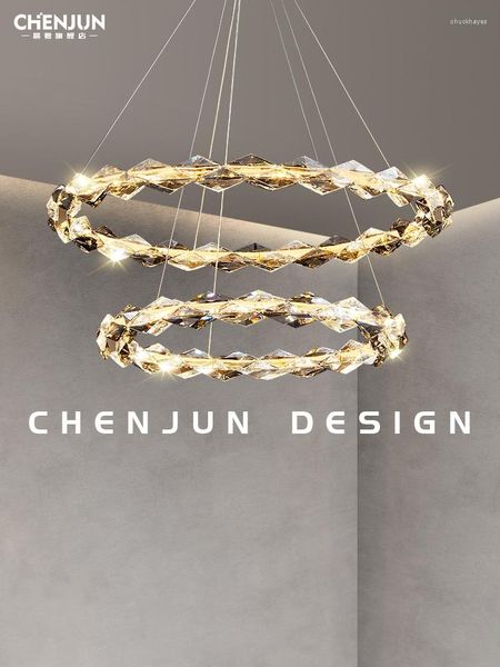 Lustre cristal luminária de luxo na sala de estar pós-moderna lobby simples designer elegante r