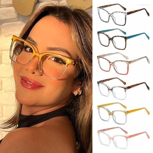 Sonnenbrille Sonnenbrille Stilvolle TR-Rahmen Blaulichtbrille Nicht verschreibungspflichtige Rahmen für Frauen Quadratische Computer-Anti-Glare-UV-Brillen