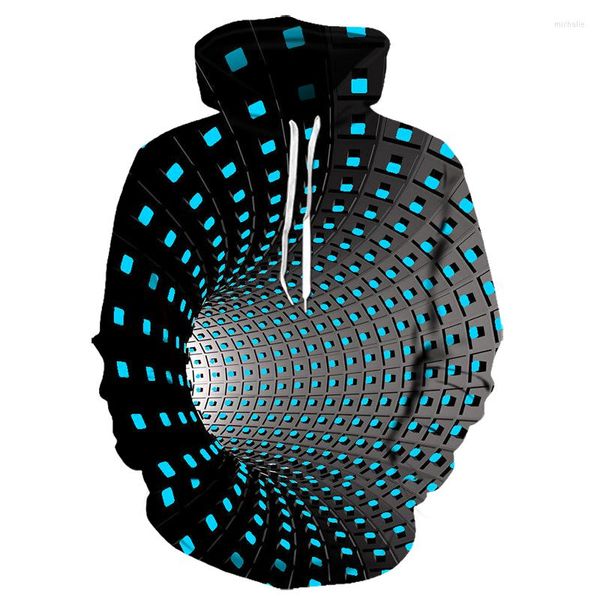 Herren Hoodies 3D-gedruckter Hoodie Harajuku Vortex Tunnel Pullover Sweatshirt und Damenjacke