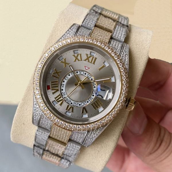 Orologio da uomo a diamante completo orologi meccanici automatici 41 mm con orologio da polso bracciale in acciaio a diamante Montre de lussuoso Bling Bling Diarla