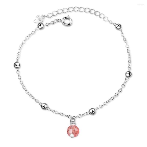 Link pulseiras florestas estilo doce estilo morango cristal lascas pequenas cor prata cor ajustável para mulheres jóias de mão sb121