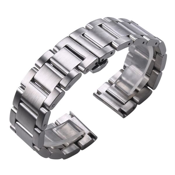 Solide 316L Edelstahl Uhrenarmbänder Silber 18mm 20mm 22mm Metall Uhrenarmband Armband Armbanduhren Armband CJ191225219S