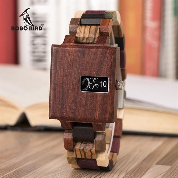 BOBO BIRD Nuovo design orologio da uomo in legno di ebano delicato orologio quadrato Relogio Masculino regalo di compleanno per lui Drop J-R232781