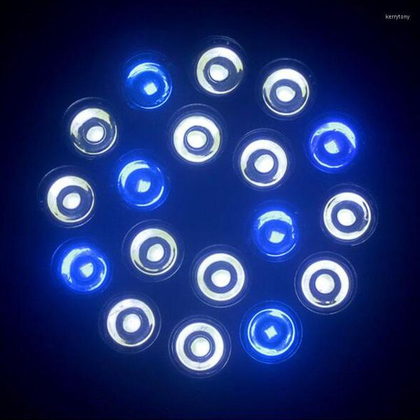 Luzes de cultivo 20pcs/lote Chegada Aquário Lâmpada E27 54W 12 Branco 6 azul 18x3w 38 LED Recife de coral leve lâmpadas de peixe de alta potência