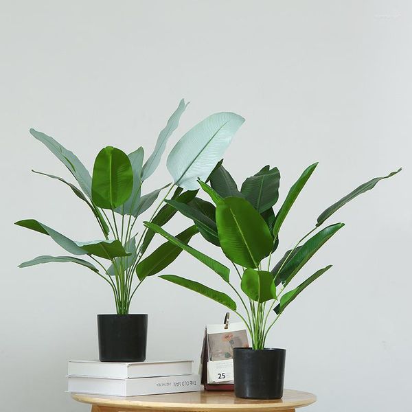 Fiori decorativi simulati foglia di banana pelificial plastica artificiale pianta verde piante in vaso in vaso da giardino interno foglie finte decorazione