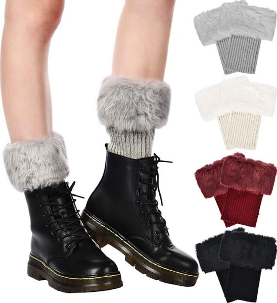 Mode Frauen Socken Winter Faux Pelz Boot Manschette Häkeln Stricken Stiefel Abdeckung Kurze Pelz Beinlinge 9 farben