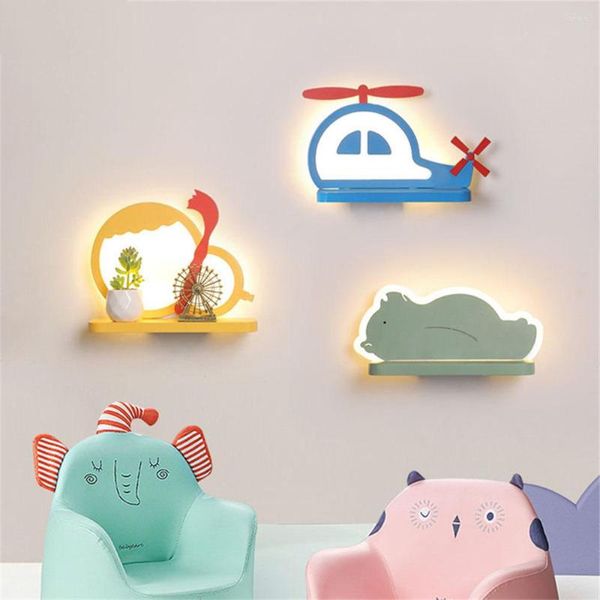 Lâmpada de parede Lâmpadas modernas LED LUDRAS ALTOMENTO DE BEBILIDADE DE BEBÊ LUZES DE LUZES INTERIORES Luminária de WandLamp Urso Elefante Ferro de Ferro de Ferro Abajur