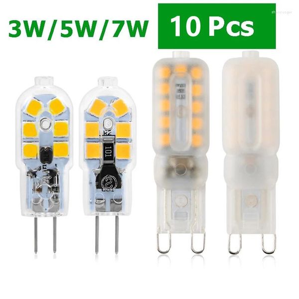 10pcs/lote g4 g9 lâmpada LED 3W 7W AC12V 220V Lâmpada Smd2835 Iluminação do lustre de destaque Substituir 20W 30W Halogen