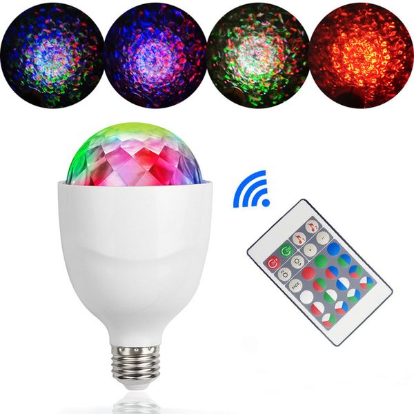 RGB LED Disco Light Bulb Rotating Disco Ball Lamp Decoração Mágica Iluminação para Festas e Casamentos LED Controle Remoto Festa de Feriado DJ Luzes de Palco