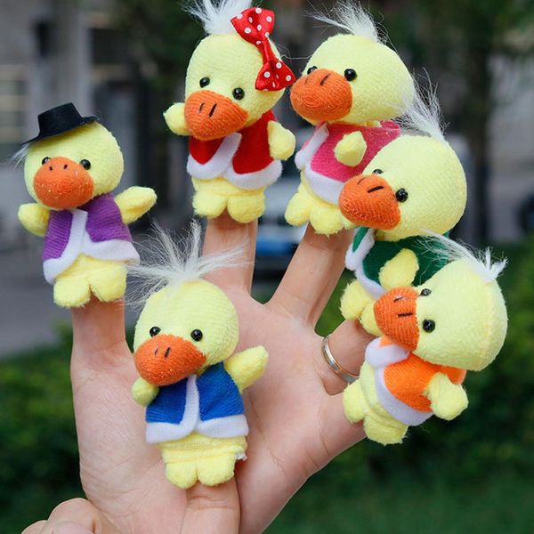 6PCS Tier Fingerpuppen Ente Familie Kind Puppe Plüsch Spielzeug für Kinder Theater Geschichte Erzählen Lernen Baby Puppe spielzeug