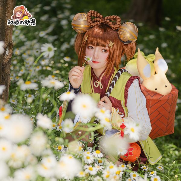 Dekompresyon oyuncak oyunu genshin etkisi Yaoyao cosplay kostüm lolita yao yao anime cadılar bayramı peruk çocuklar cadılar bayramı kostüm çocuklar için