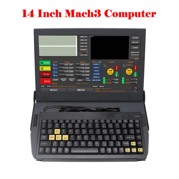 CNC Mach3 Touch Screen Controllo industriale Computer da 14 pollici con RS232 Sistema di porte seriali XP per router CNC universale