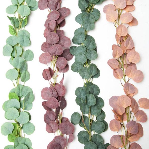 Dekorative Blumen Pflanze Garten Kranz Hochzeit Eukalyptus Grün Blätter Ranken Girlande Künstliche Fake Wanddekoration Zuhause Silberdollar